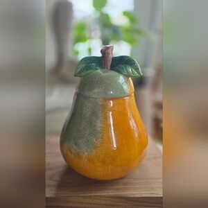 Ceramic Pear Storage Jar - Green and Yellow